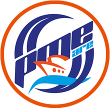 Lade das Bild in den Galerie-Viewer, LOGO der Firma PME MARE Kreis mit Boot und Wellen